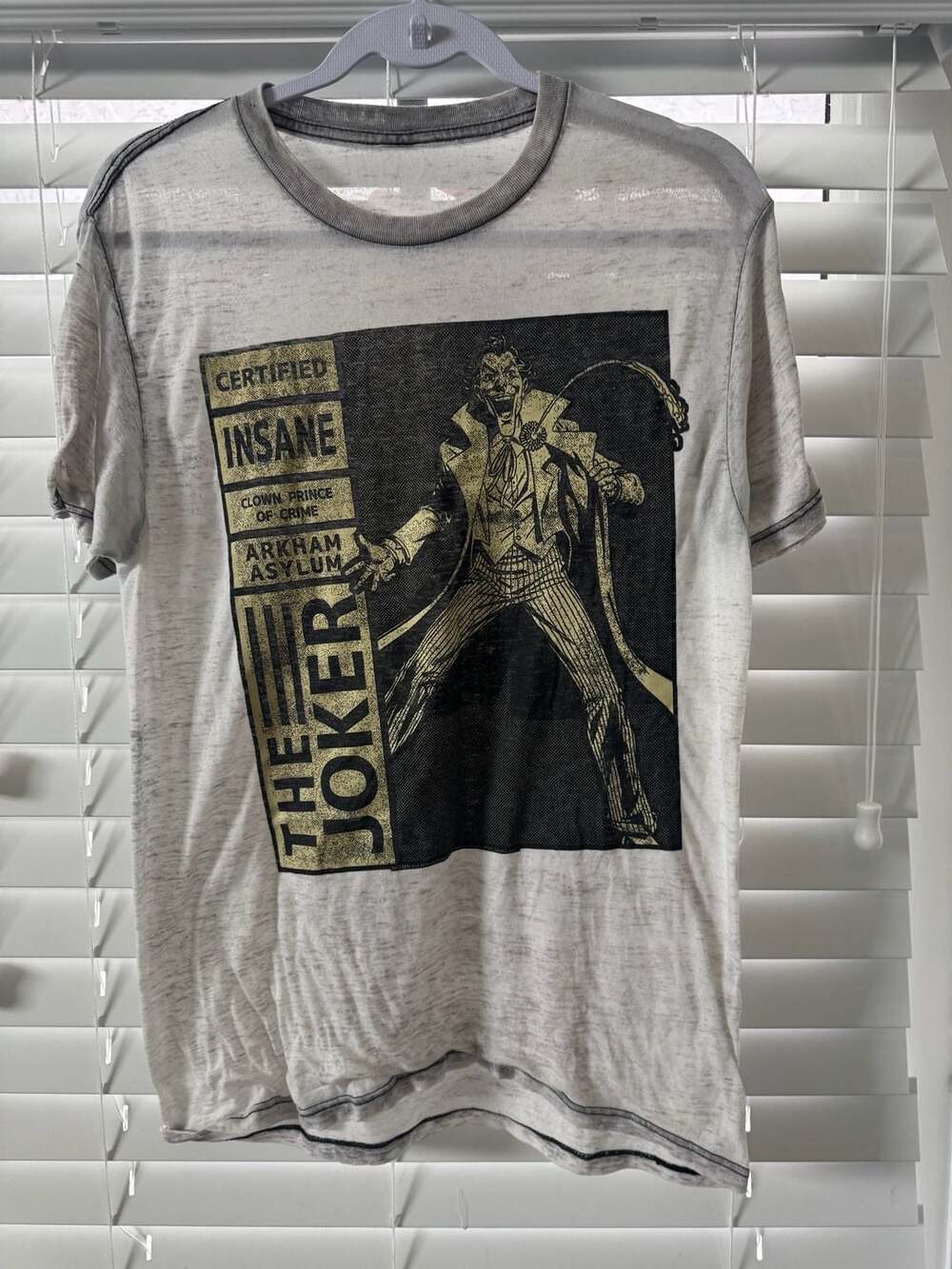 DC Comics The Joker Certified Insane Arkham Asylum Burnout T-Shirt - Size Small